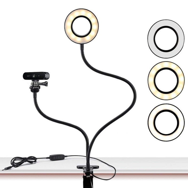Flexible Clip-On Photography Selfie Ring Light With Brightness