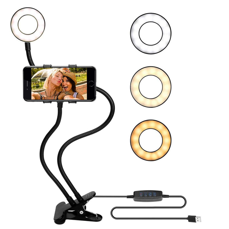 Flexible Clip-On Photography Selfie Ring Light With Brightness
