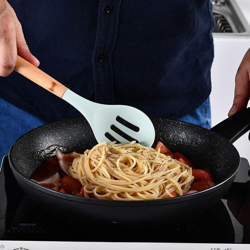 12Pcs Heat-Resistant Silicone And Wood Kitchen Baking Cooking Utensil Set