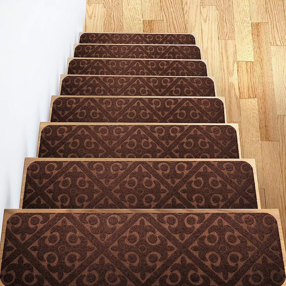 Comfeya 8 Pack Carpet Stair Treads Non-Slip Rugs | Protect Wooden Stairs Easy Installation