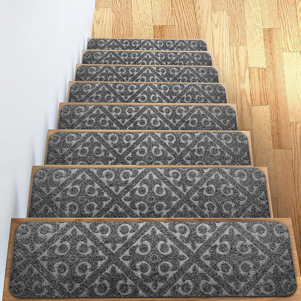 Comfeya 8 Pack Carpet Stair Treads Non-Slip Rugs | Protect Wooden Stairs Easy Installation