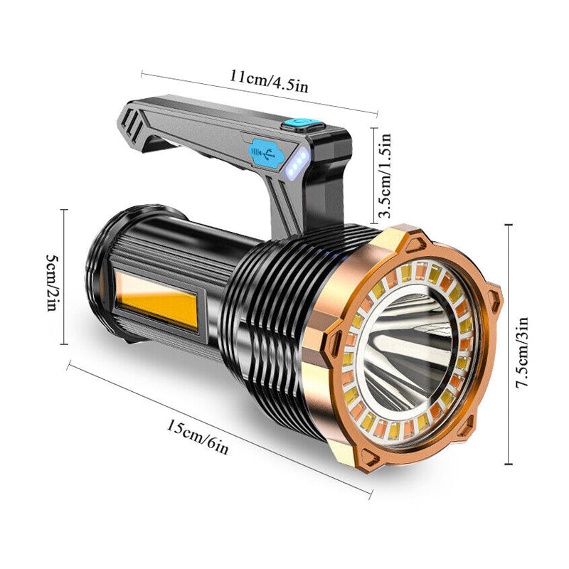 1200Mah Super Bright Searchlight Led Handheld Torch Spotlight- Usb Charging