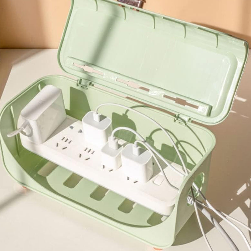 Desktop Cable Management Box Cord Protector And Organizer- Green