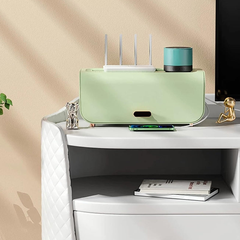 Desktop Cable Management Box Cord Protector And Organizer- Green