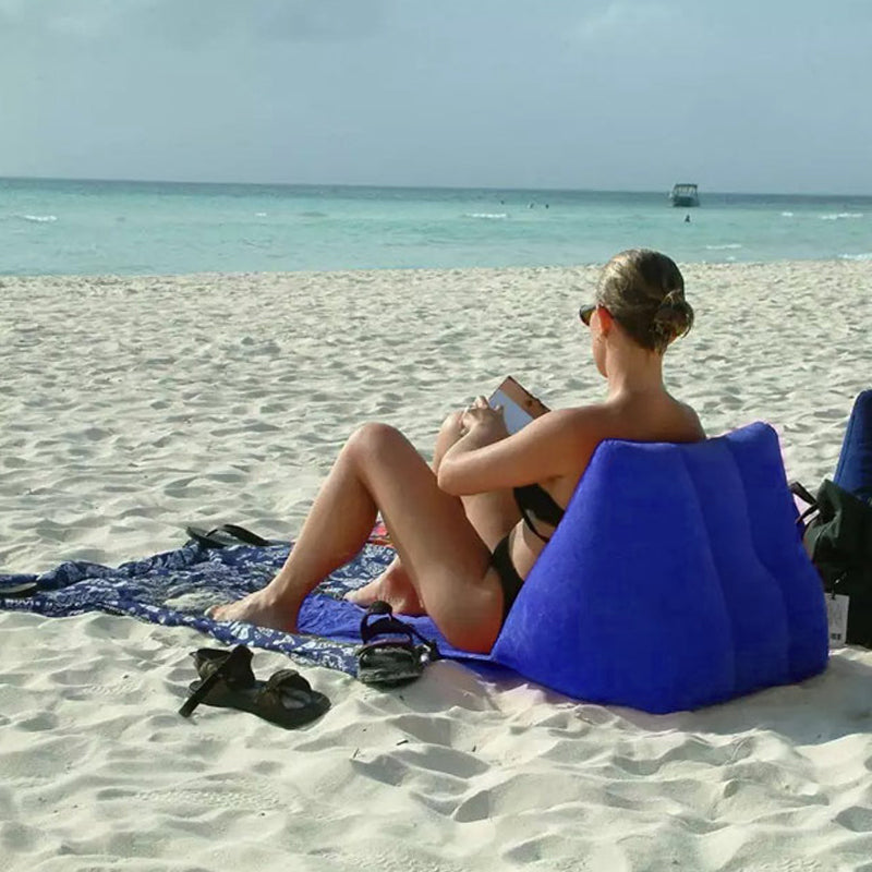 Waterproof Outdoor Inflatable Beach Pillow Triangle Cushion With Mat