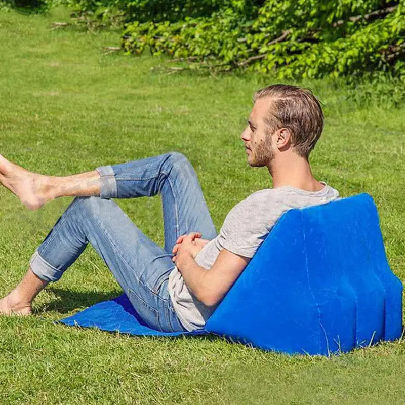 Waterproof Outdoor Inflatable Beach Pillow Triangle Cushion With Mat