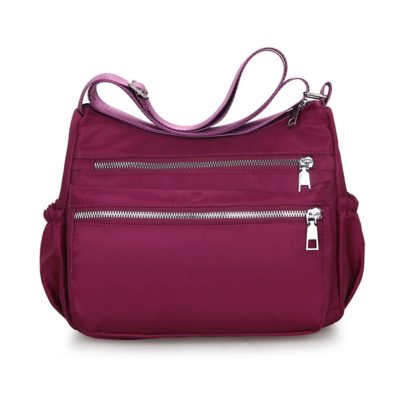 Waterproof Multi Pocket Nylon Womens Shoulder Cross Body Messenger And Travel Handbag
