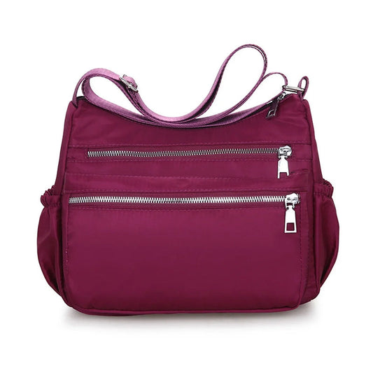 Waterproof Multi Pocket Nylon Womens Shoulder Cross Body Messenger And Travel Handbag