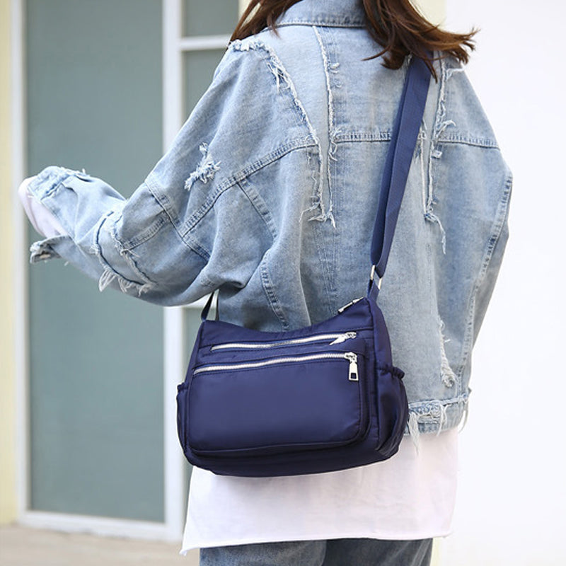Waterproof Multi Pocket Nylon Womens Shoulder Cross Body Messenger And Travel Handbag
