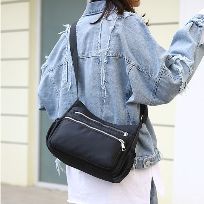 Waterproof Multi Pocket Nylon Womens Shoulder Cross Body Messenger And Travel Handbag