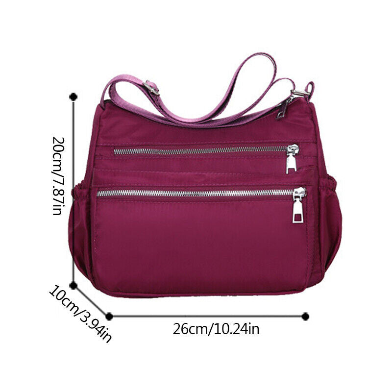 Waterproof Multi Pocket Nylon Womens Shoulder Cross Body Messenger And Travel Handbag