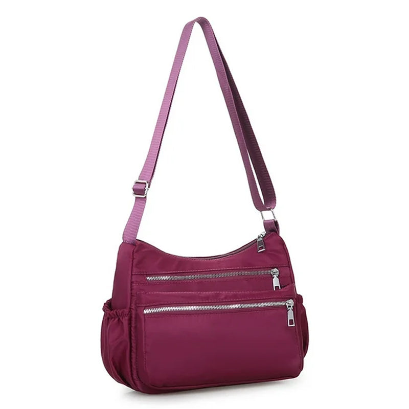 Waterproof Multi Pocket Nylon Womens Shoulder Cross Body Messenger And Travel Handbag