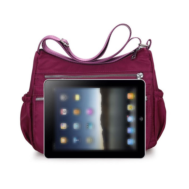Waterproof Multi Pocket Nylon Womens Shoulder Cross Body Messenger And Travel Handbag