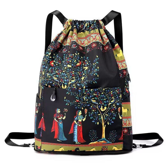 Foldable Drawstring Large Capacity Travel And Sports Backpack Waterproof Nylon M