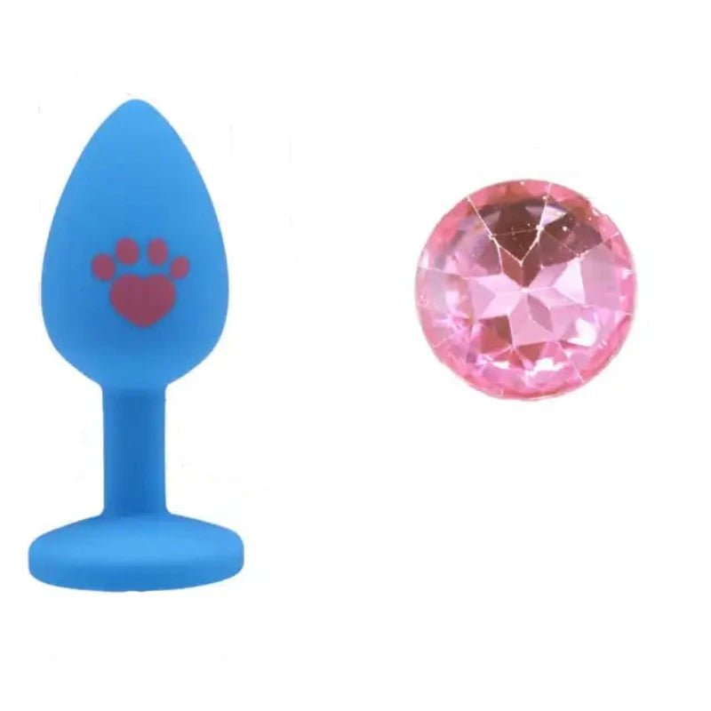 Beginner Anal Plug Cat's Paw Butt With Detachable Acrylic Diamond Female Sex Toy For Men Women Couples Game