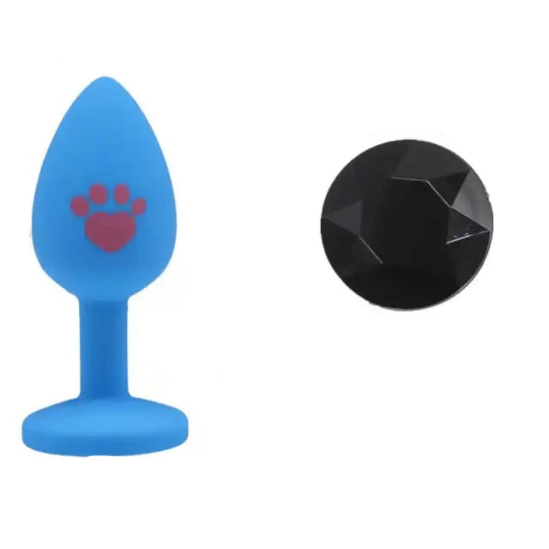 Beginner Anal Plug Cat's Paw Butt With Detachable Acrylic Diamond Female Sex Toy For Men Women Couples Game