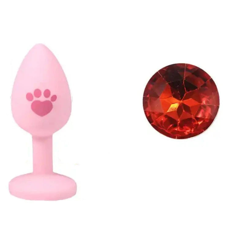 Beginner Anal Plug Cat's Paw Butt With Detachable Acrylic Diamond Female Sex Toy For Men Women Couples Game
