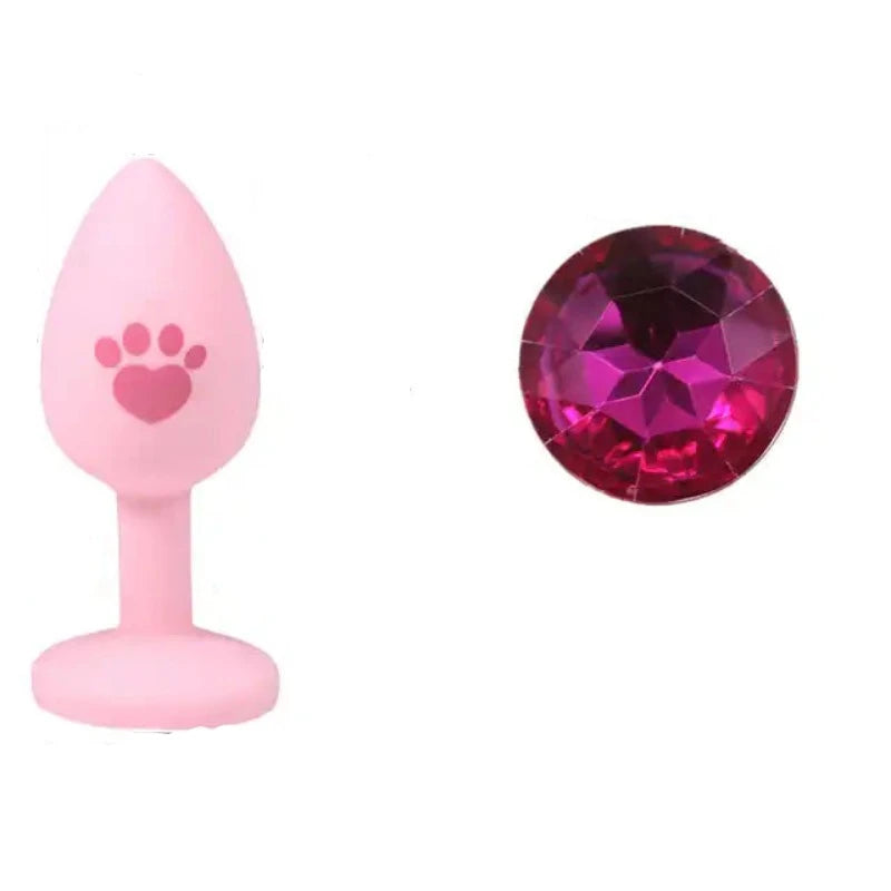 Beginner Anal Plug Cat's Paw Butt With Detachable Acrylic Diamond Female Sex Toy For Men Women Couples Game