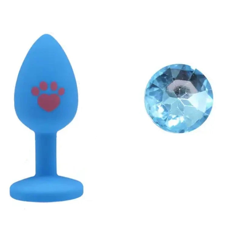 Beginner Anal Plug Cat's Paw Butt With Detachable Acrylic Diamond Female Sex Toy For Men Women Couples Game