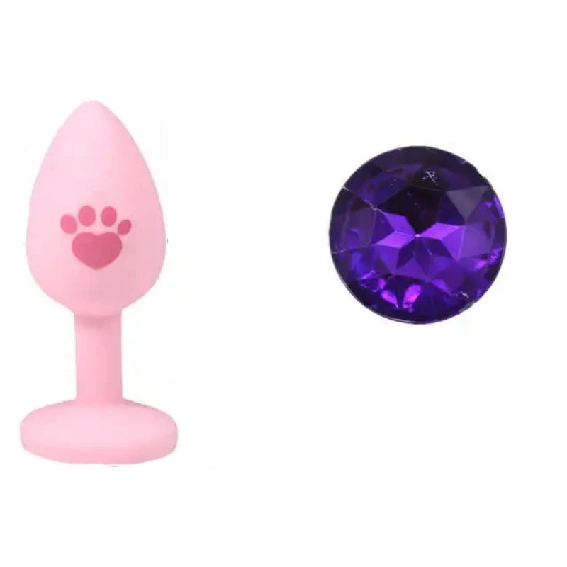 Beginner Anal Plug Cat's Paw Butt With Detachable Acrylic Diamond Female Sex Toy For Men Women Couples Game