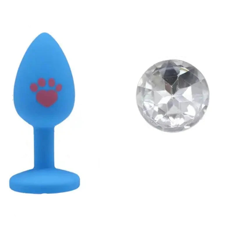 Beginner Anal Plug Cat's Paw Butt With Detachable Acrylic Diamond Female Sex Toy For Men Women Couples Game