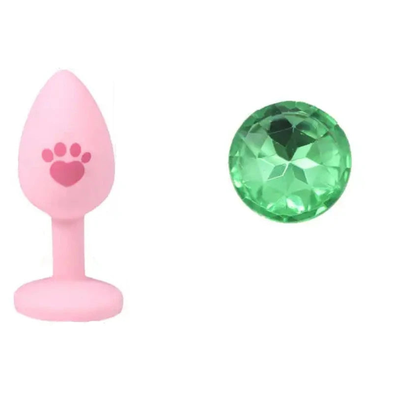 Beginner Anal Plug Cat's Paw Butt With Detachable Acrylic Diamond Female Sex Toy For Men Women Couples Game