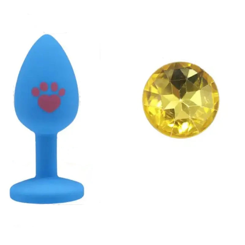 Beginner Anal Plug Cat's Paw Butt With Detachable Acrylic Diamond Female Sex Toy For Men Women Couples Game