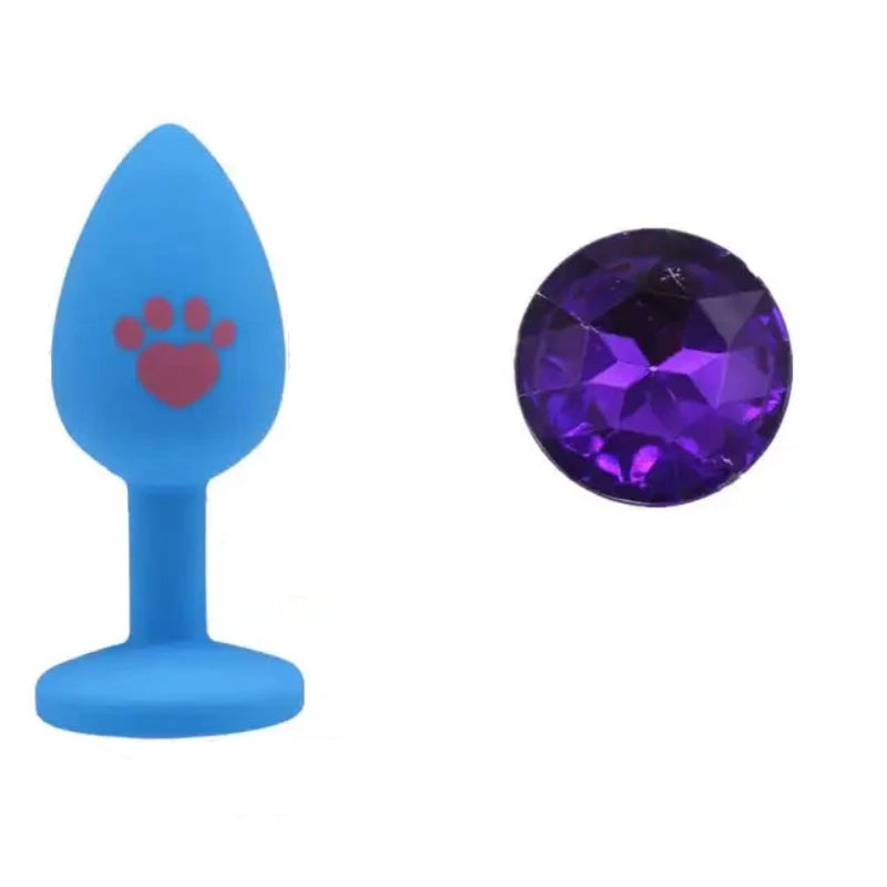 Beginner Anal Plug Cat's Paw Butt With Detachable Acrylic Diamond Female Sex Toy For Men Women Couples Game