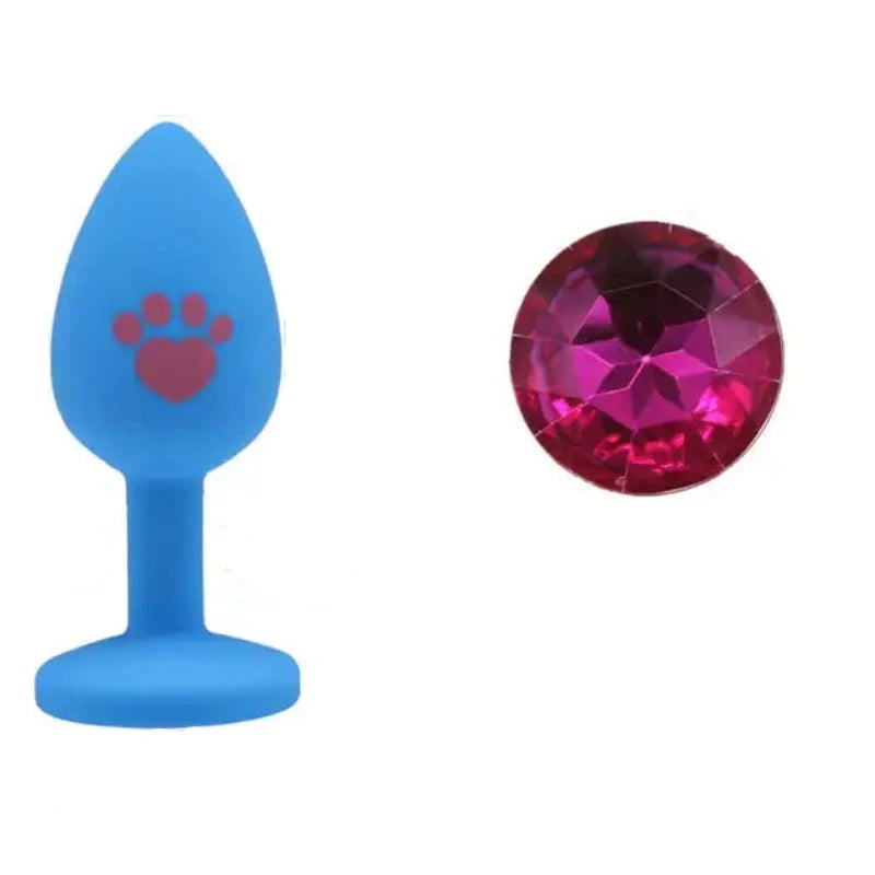 Beginner Anal Plug Cat's Paw Butt With Detachable Acrylic Diamond Female Sex Toy For Men Women Couples Game