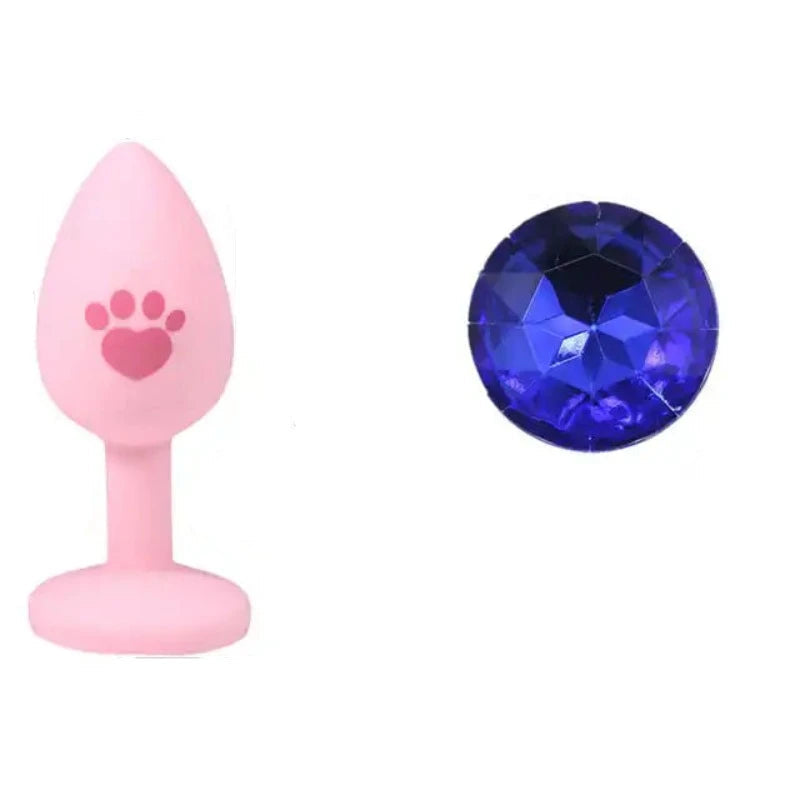 Beginner Anal Plug Cat's Paw Butt With Detachable Acrylic Diamond Female Sex Toy For Men Women Couples Game