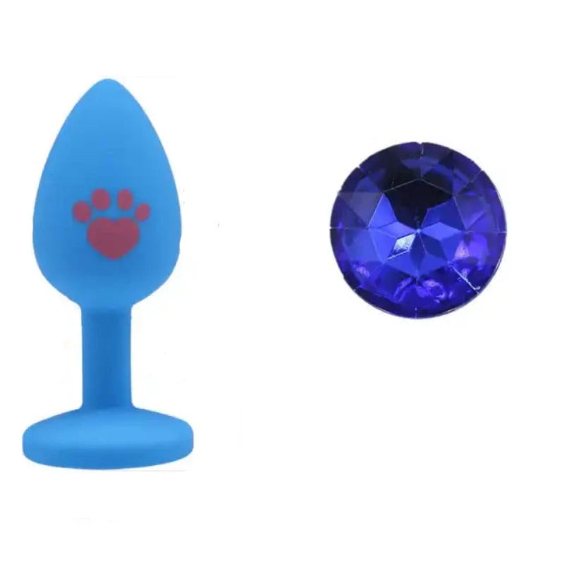 Beginner Anal Plug Cat's Paw Butt With Detachable Acrylic Diamond Female Sex Toy For Men Women Couples Game