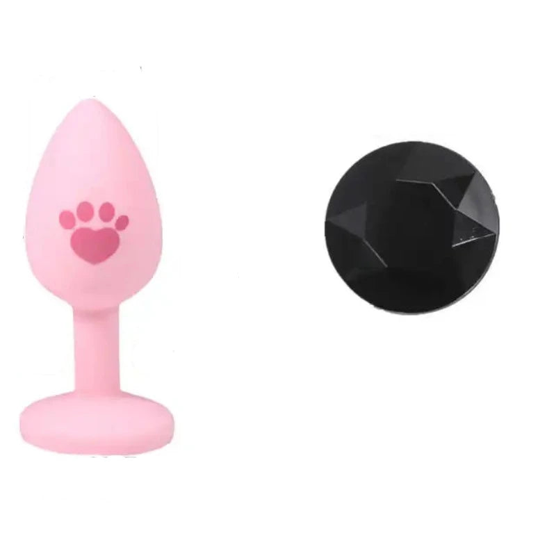 Beginner Anal Plug Cat's Paw Butt With Detachable Acrylic Diamond Female Sex Toy For Men Women Couples Game