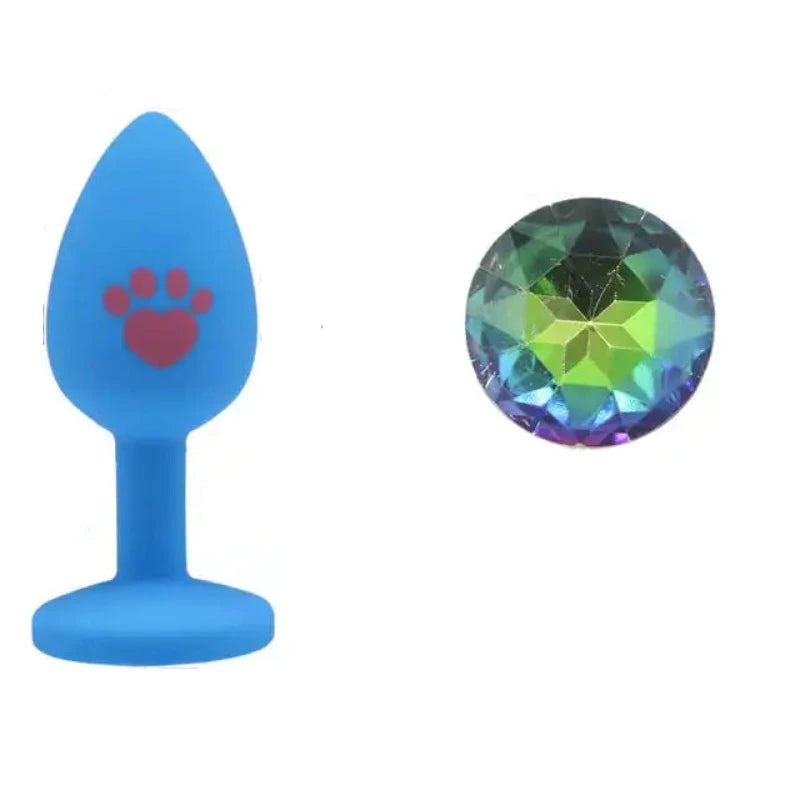 Beginner Anal Plug Cat's Paw Butt With Detachable Acrylic Diamond Female Sex Toy For Men Women Couples Game