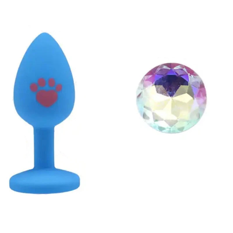Beginner Anal Plug Cat's Paw Butt With Detachable Acrylic Diamond Female Sex Toy For Men Women Couples Game
