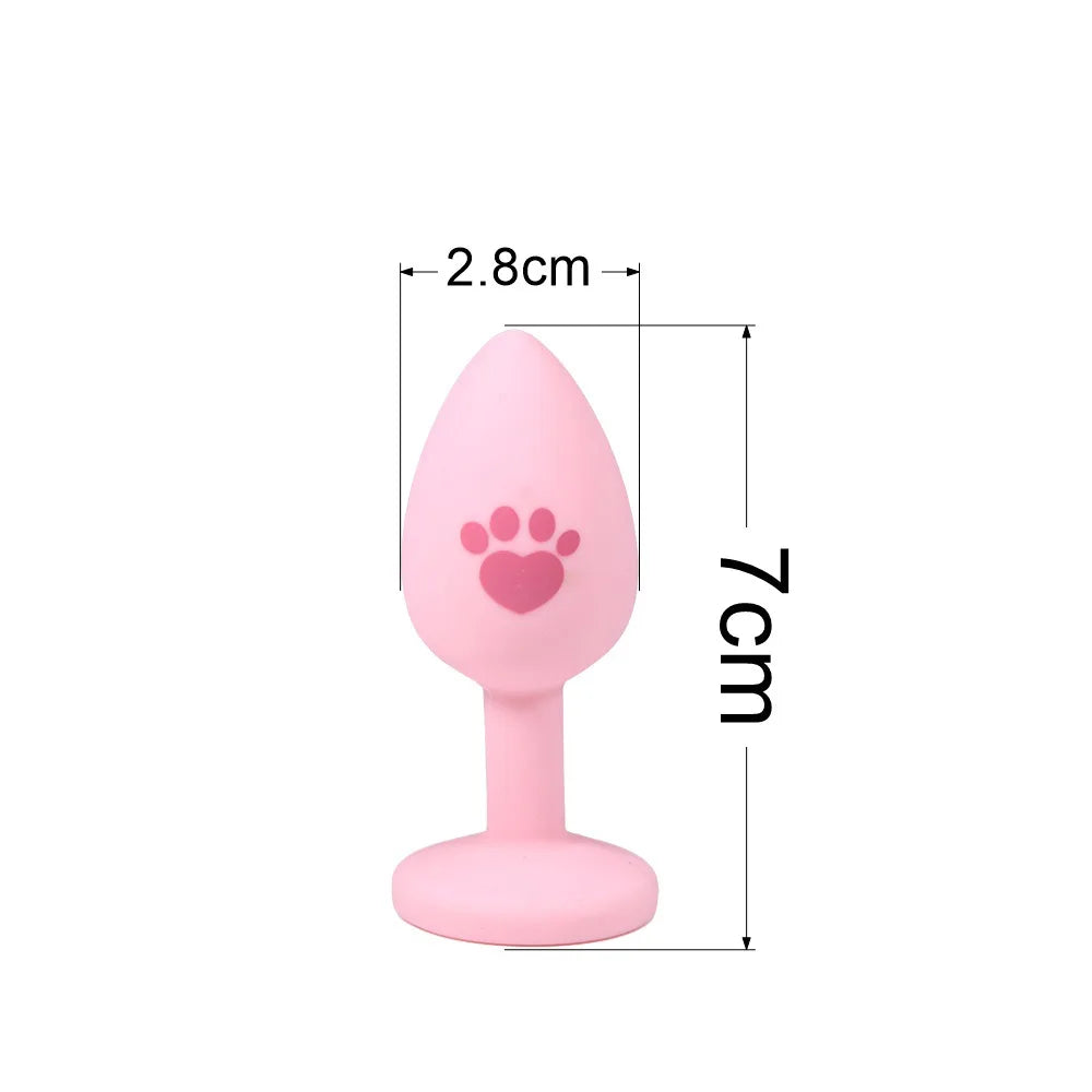 Beginner Anal Plug Cat's Paw Butt With Detachable Acrylic Diamond Female Sex Toy For Men Women Couples Game