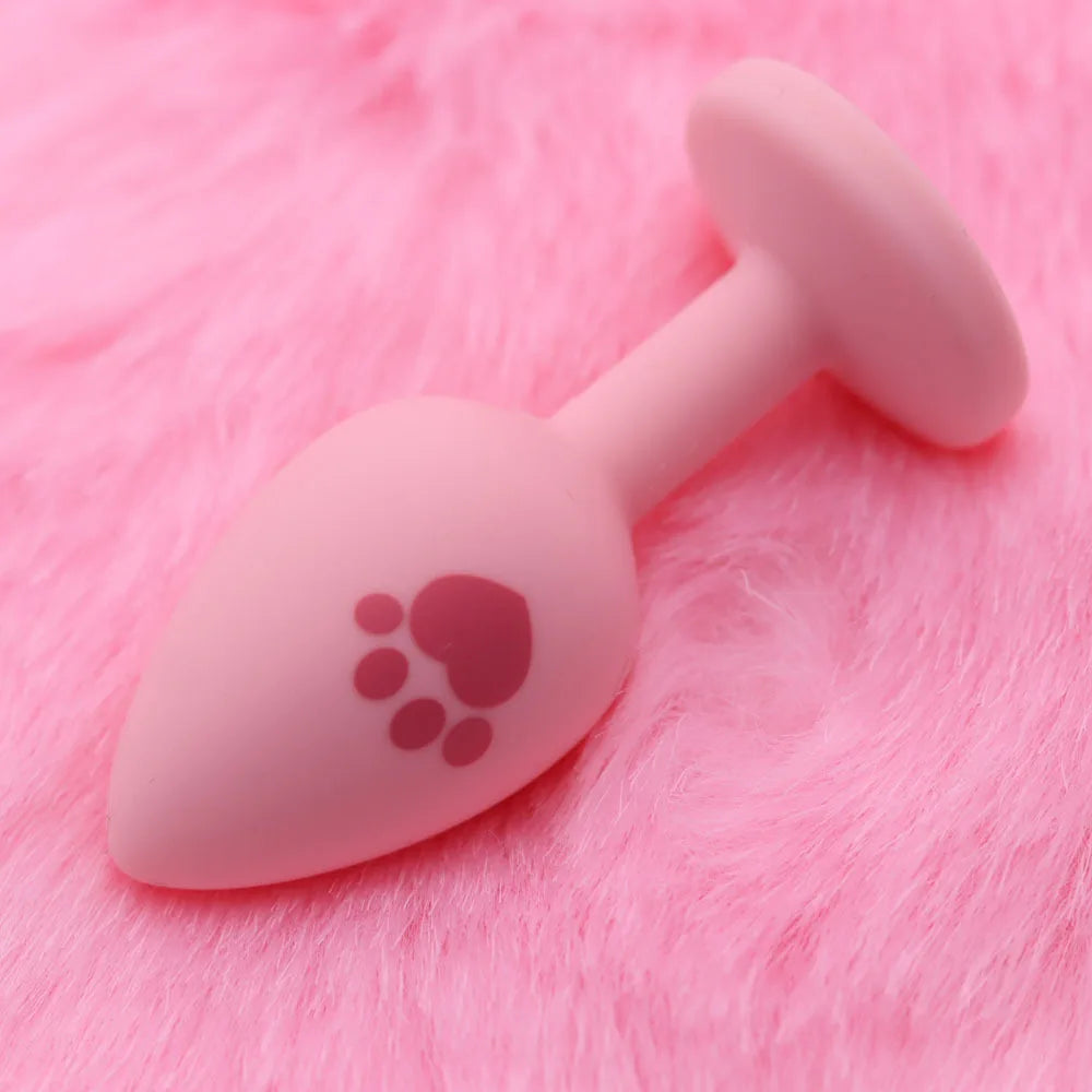 Beginner Anal Plug Cat's Paw Butt With Detachable Acrylic Diamond Female Sex Toy For Men Women Couples Game