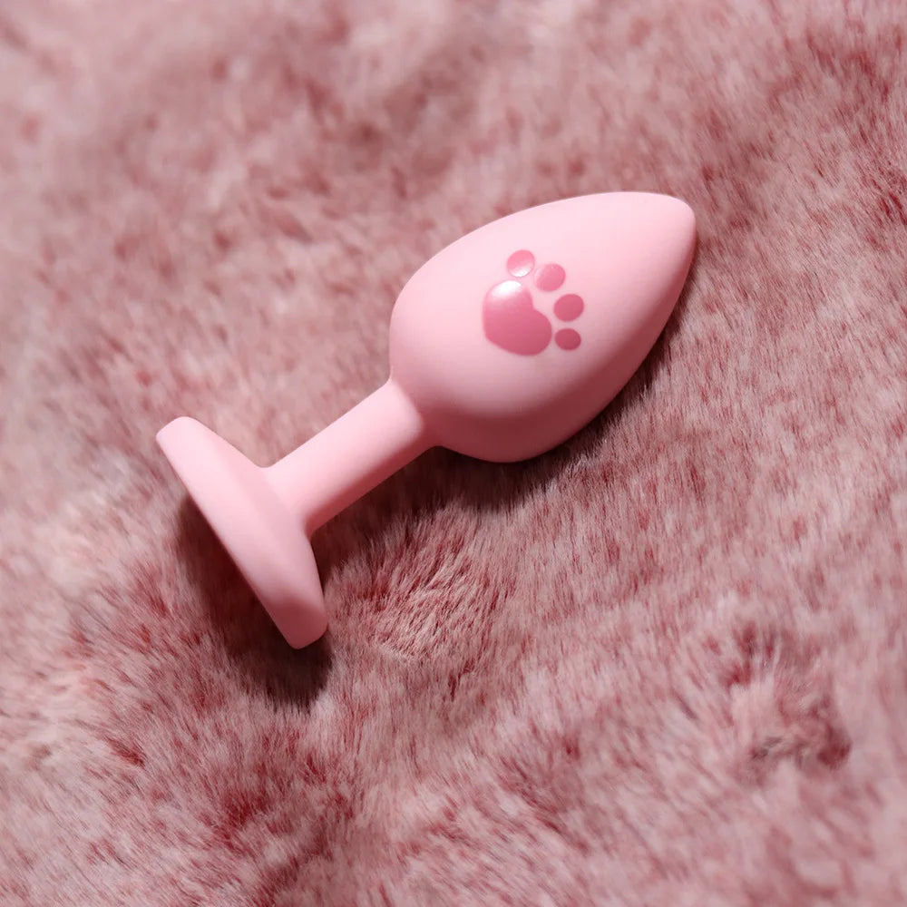 Beginner Anal Plug Cat's Paw Butt With Detachable Acrylic Diamond Female Sex Toy For Men Women Couples Game