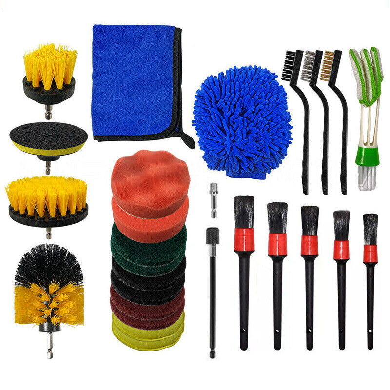 27Pcs Drill Brush Attachments Car Detailing Kit For Auto Exterior Interior