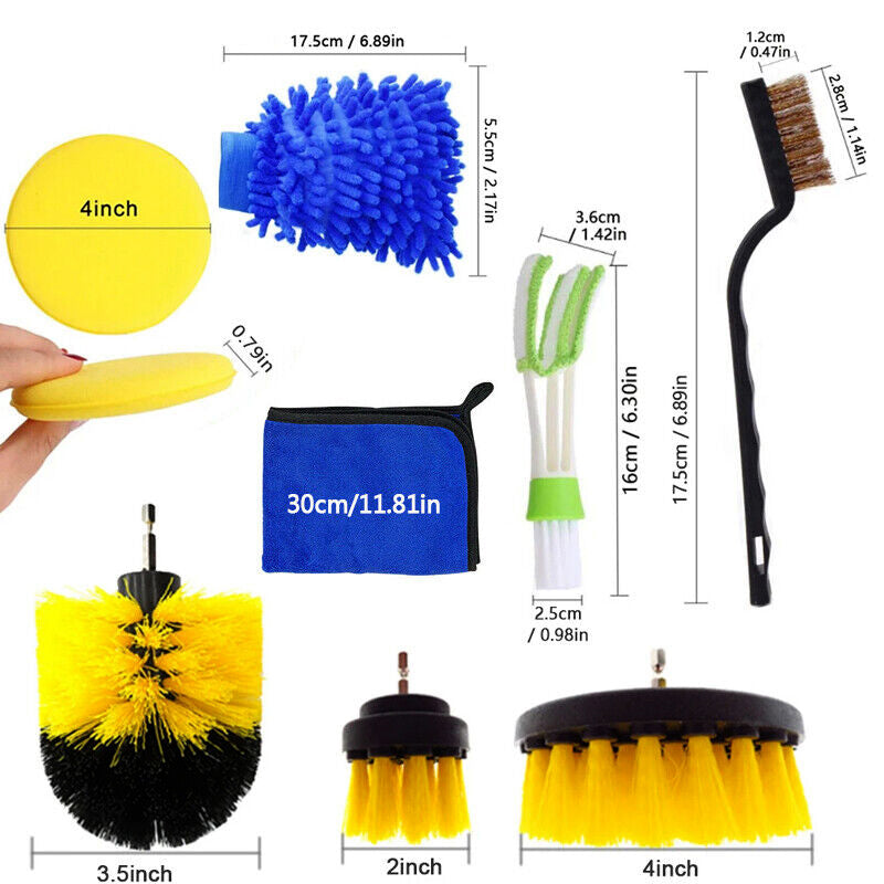 27Pcs Drill Brush Attachments Car Detailing Kit For Auto Exterior Interior