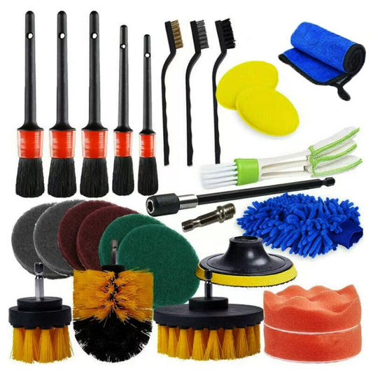 27Pcs Drill Brush Attachments Car Detailing Kit For Auto Exterior Interior