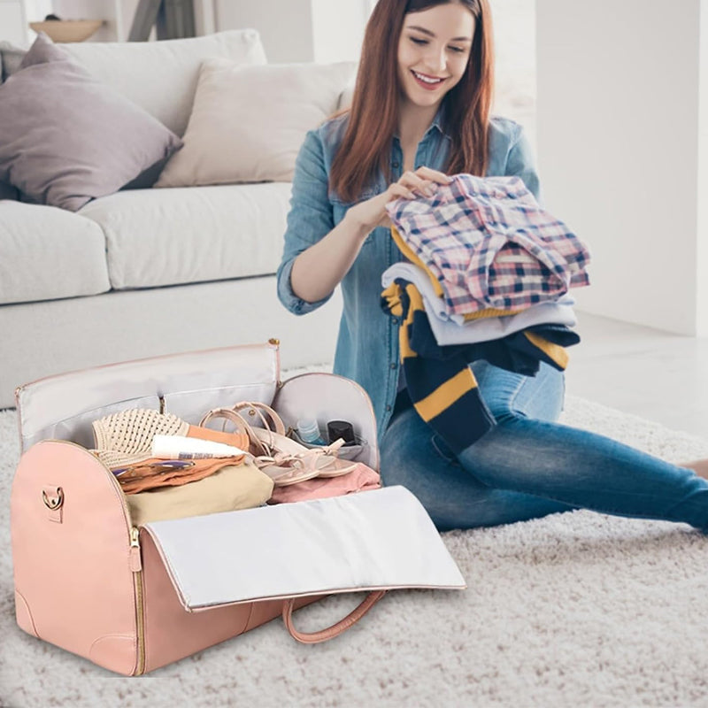 2 Inch 1 Hanging Suitcase Convertible Carry On Leather Garment Bag For Travel
