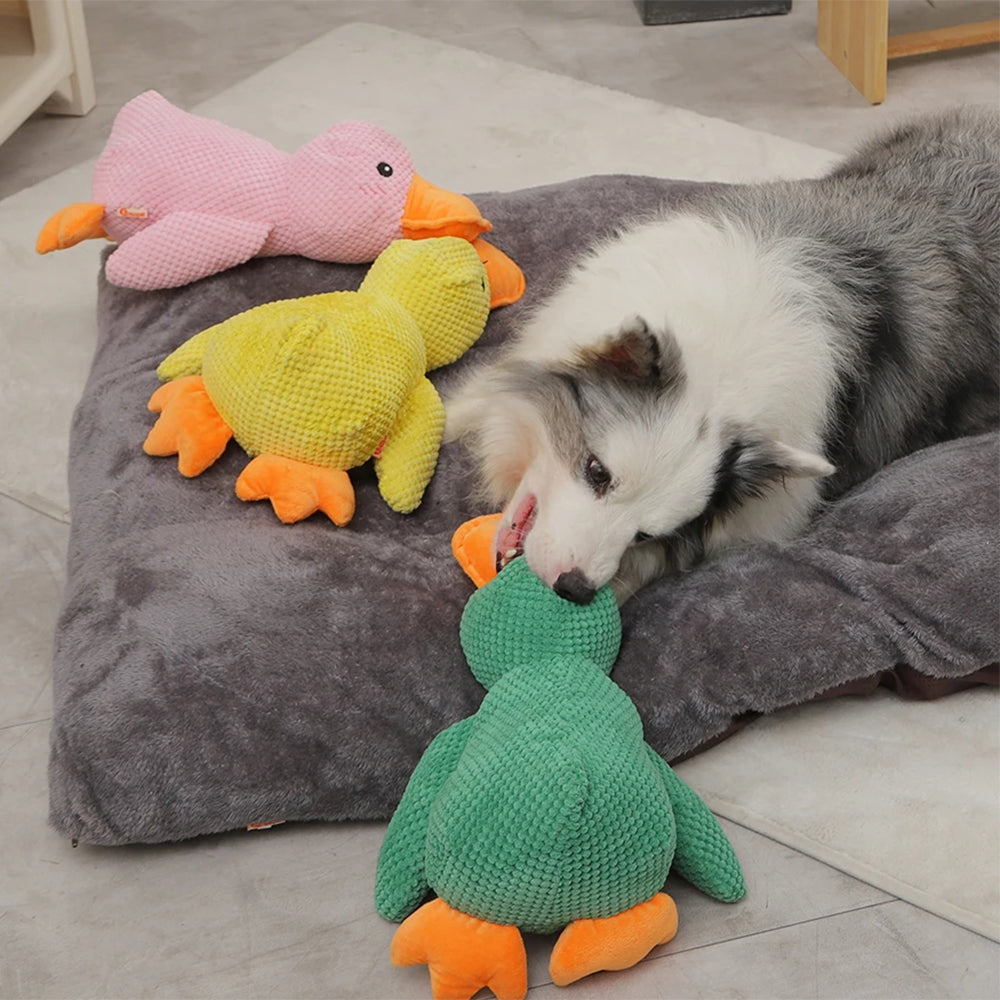 Cute Plush Duck Squeaky Dog Toy With Soft Squeaker Fun Entertaining Chew