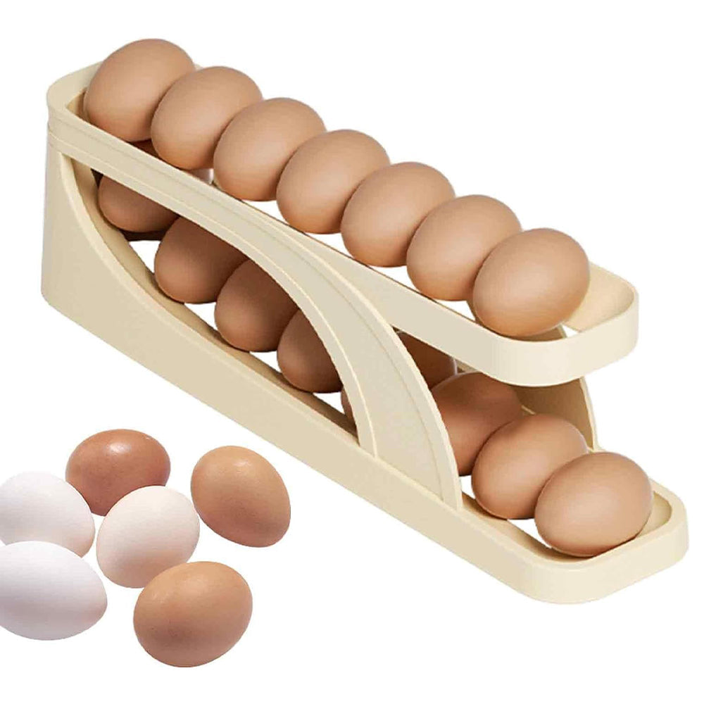 Double Layer Roll Down Refrigerator Egg Dispense Tray Streamline Storage