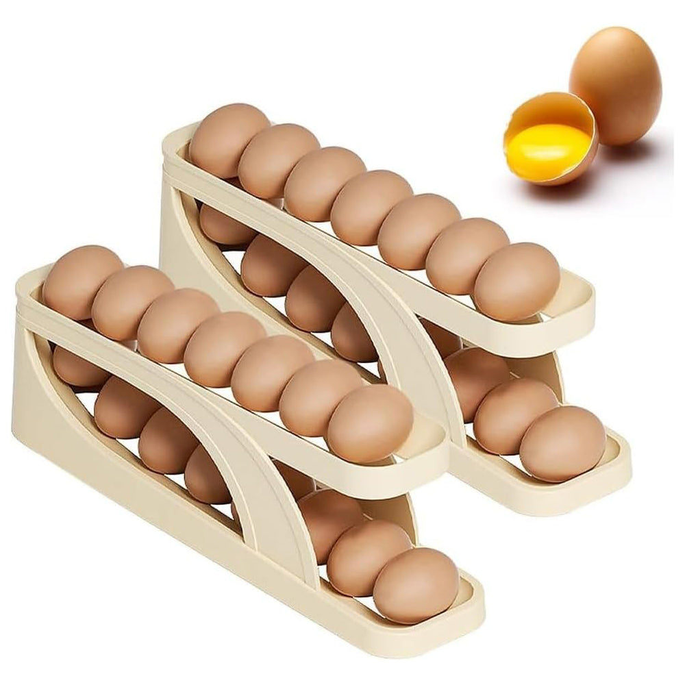Double Layer Roll Down Refrigerator Egg Dispense Tray Streamline Storage