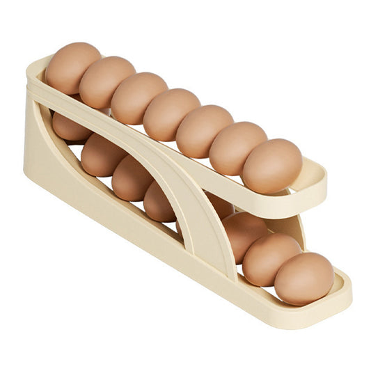 Double Layer Roll Down Refrigerator Egg Dispense Tray Streamline Storage