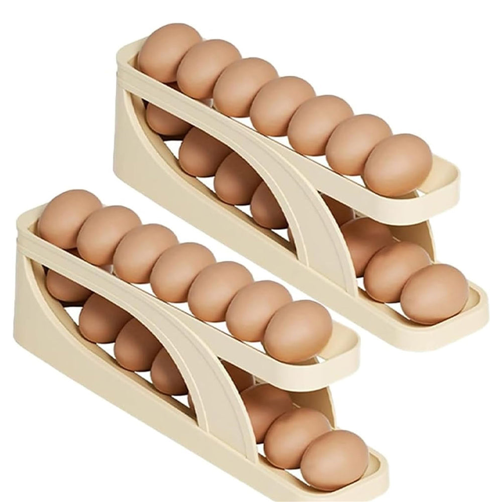 Double Layer Roll Down Refrigerator Egg Dispense Tray Streamline Storage