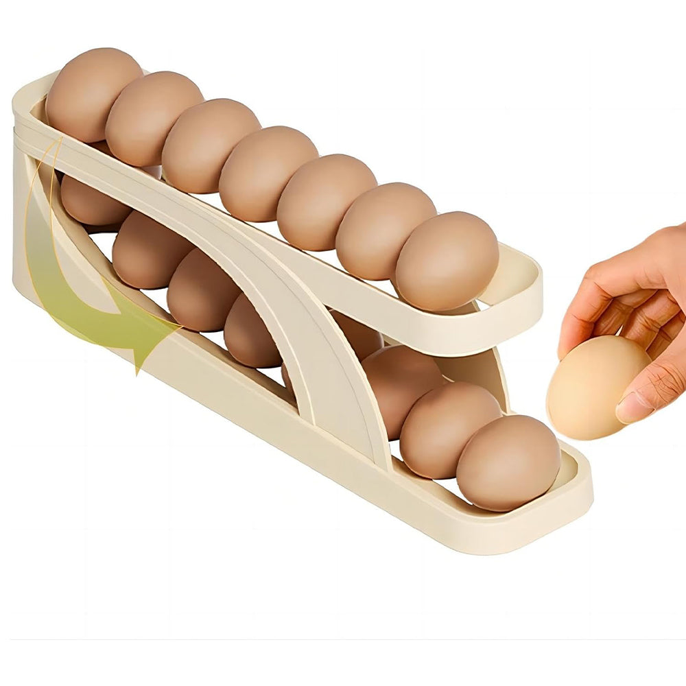 Double Layer Roll Down Refrigerator Egg Dispense Tray Streamline Storage