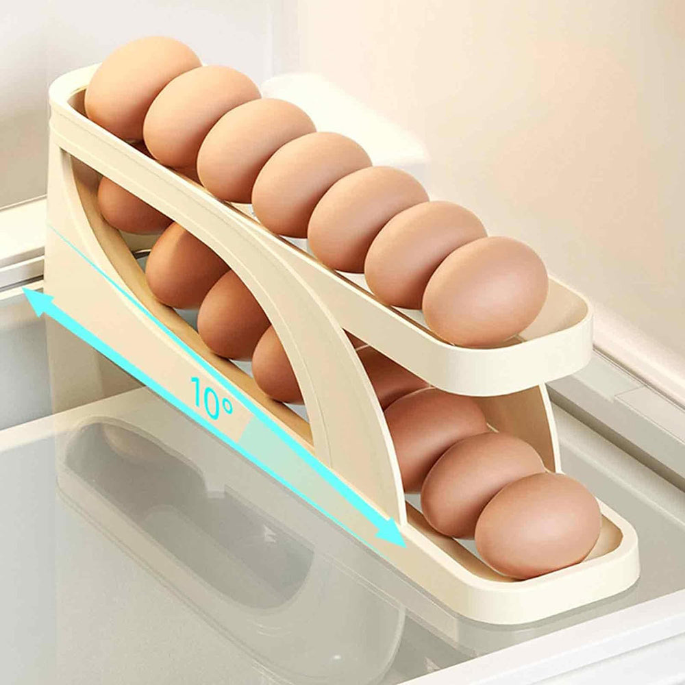 Double Layer Roll Down Refrigerator Egg Dispense Tray Streamline Storage