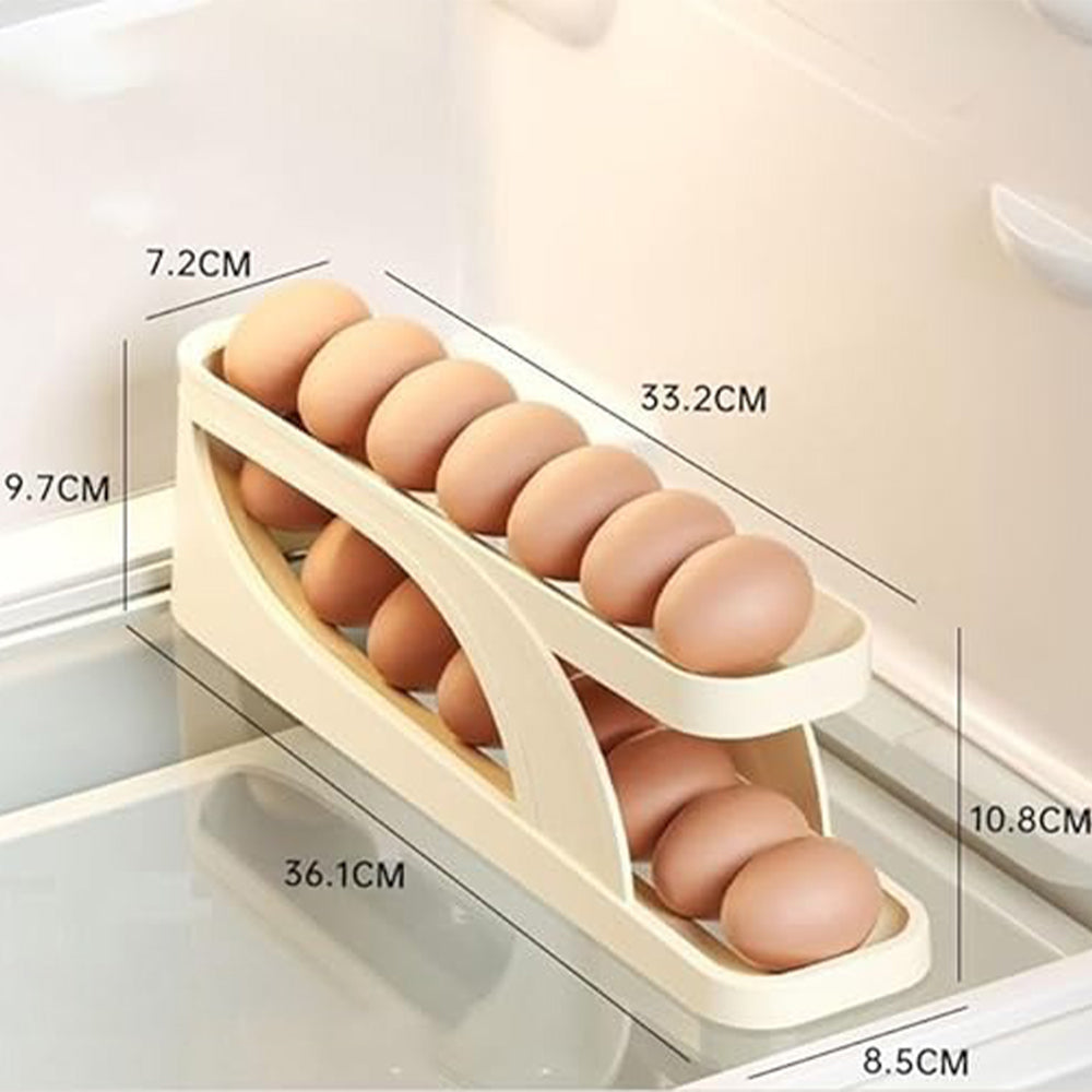 Double Layer Roll Down Refrigerator Egg Dispense Tray Streamline Storage