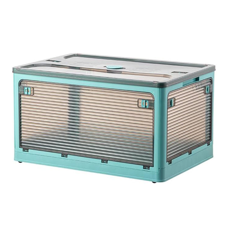 Plastic 4 Doors Stackable Collapsible Storage Bins With Lid & Wheels